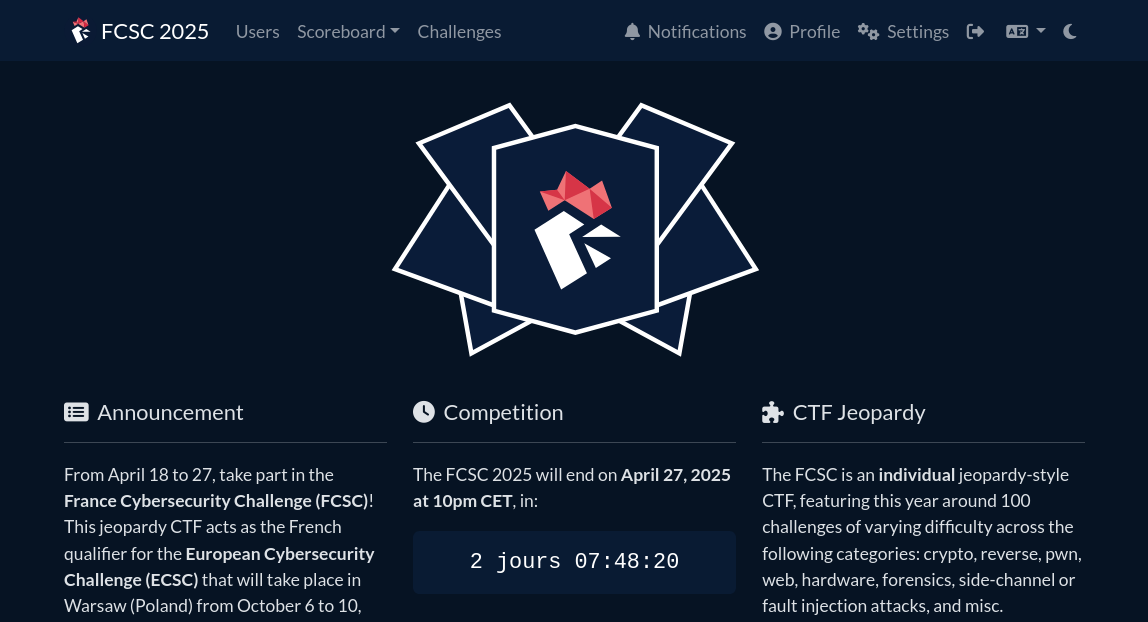 Featured image of post FCSC 2025 - Writeups