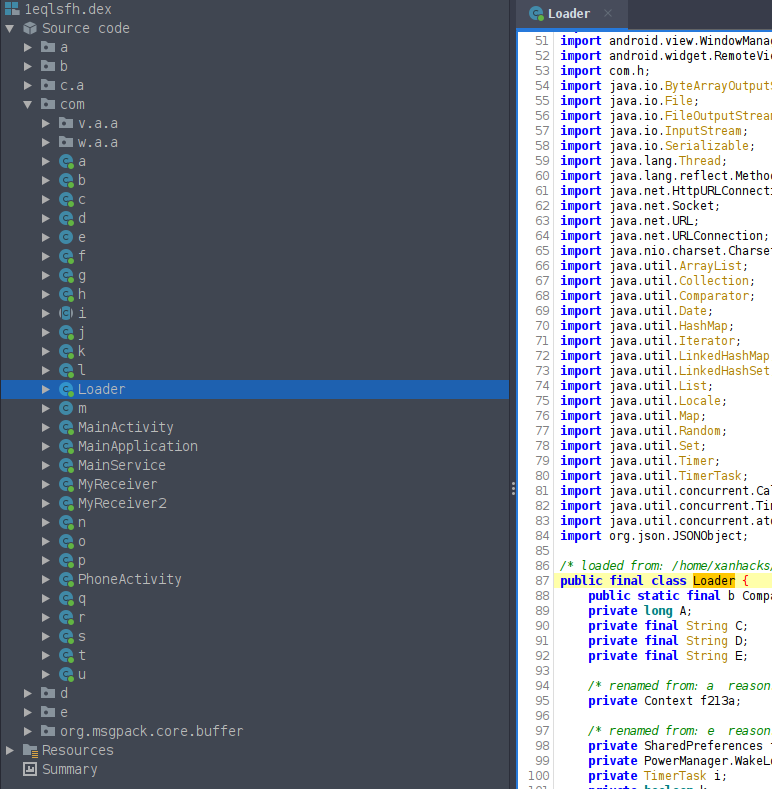 Unpacked resource structure